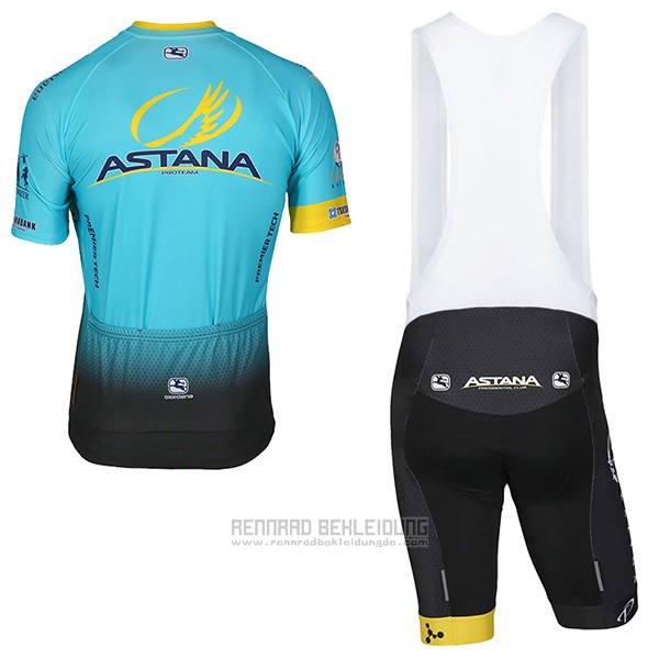 2017 Fahrradbekleidung Astana Hellblau Trikot Kurzarm und Tragerhose